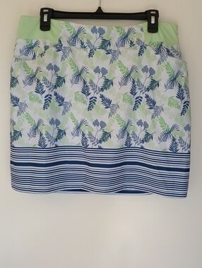 Tee Time Skort Size Large Blue Green Floral Stripe Athletic Golf Tennis